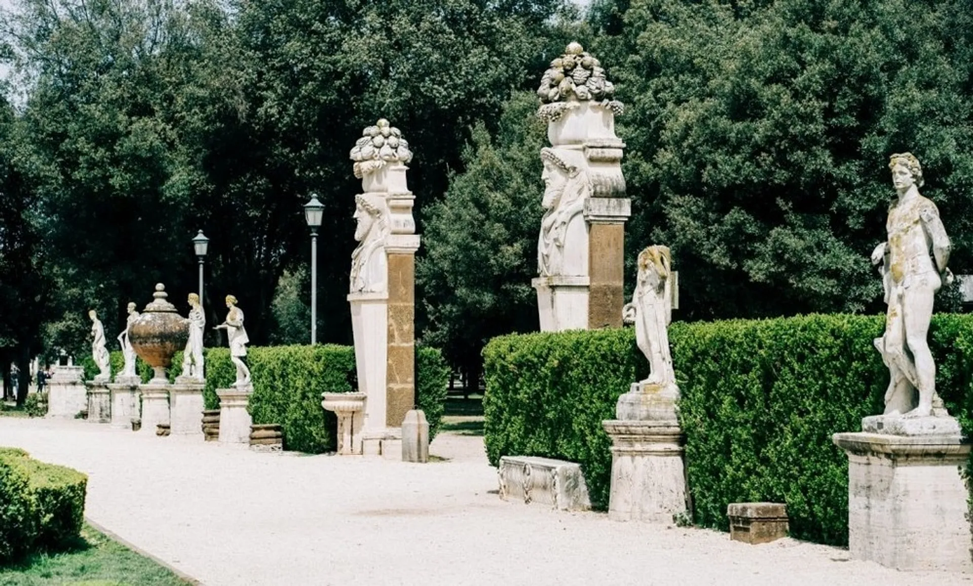 Villa Borghese statues in the park 