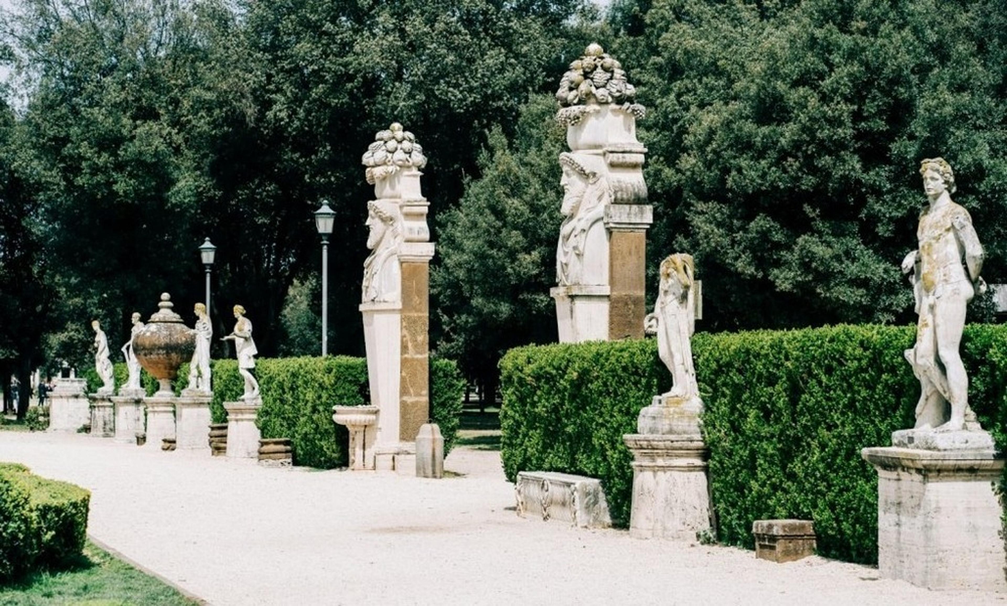 Villa Borghese statues in the park 