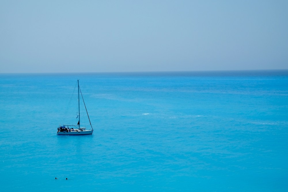 Sailing yacht on blue seas
