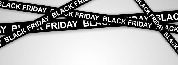 Black Friday banners crisscross against a plain white background.