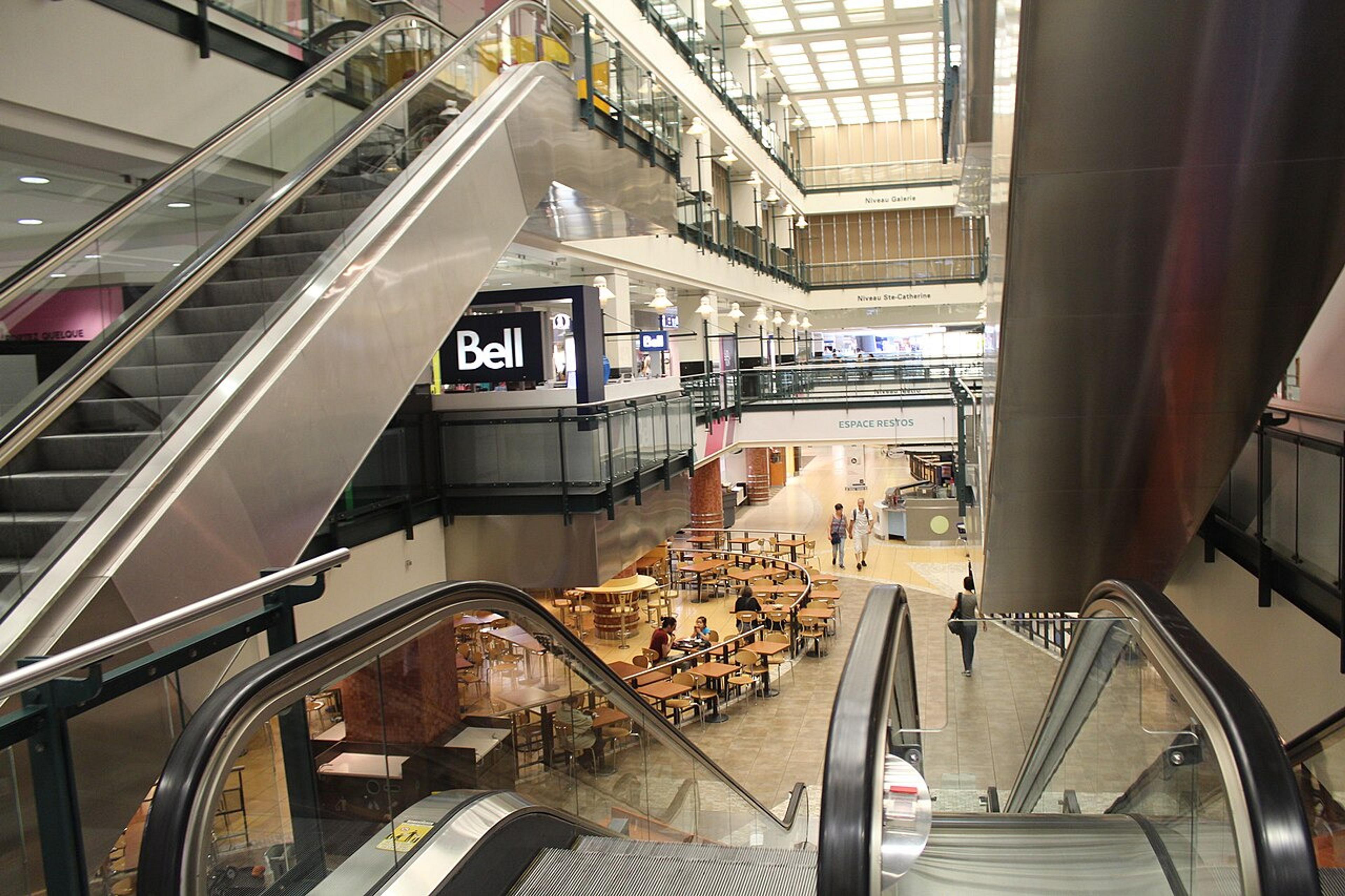 An indoor view of Complexe Desjardins shopping center in Montreal.
