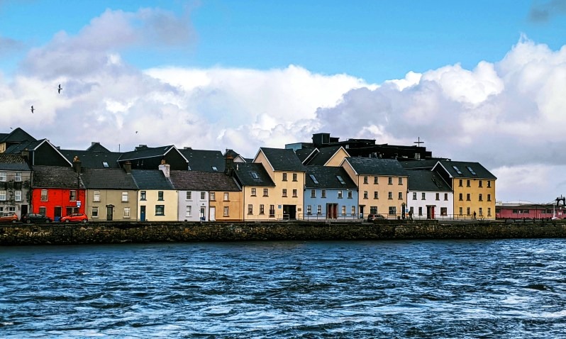Colourful houses by the water in Galway
