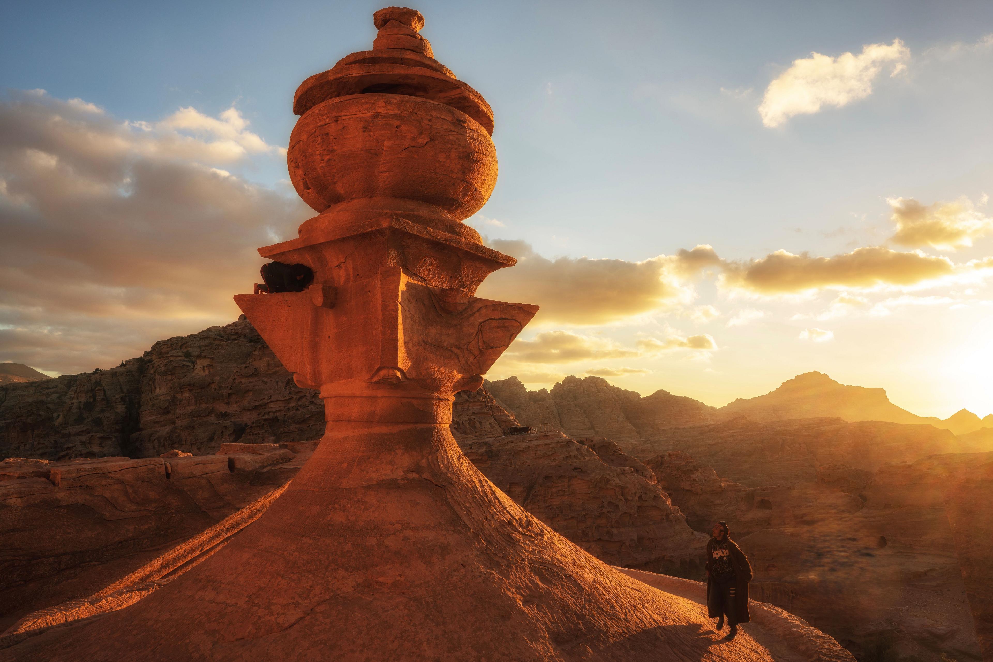 Waiting for sunset at the monastery in Petra, the ancient stones felt entirely still