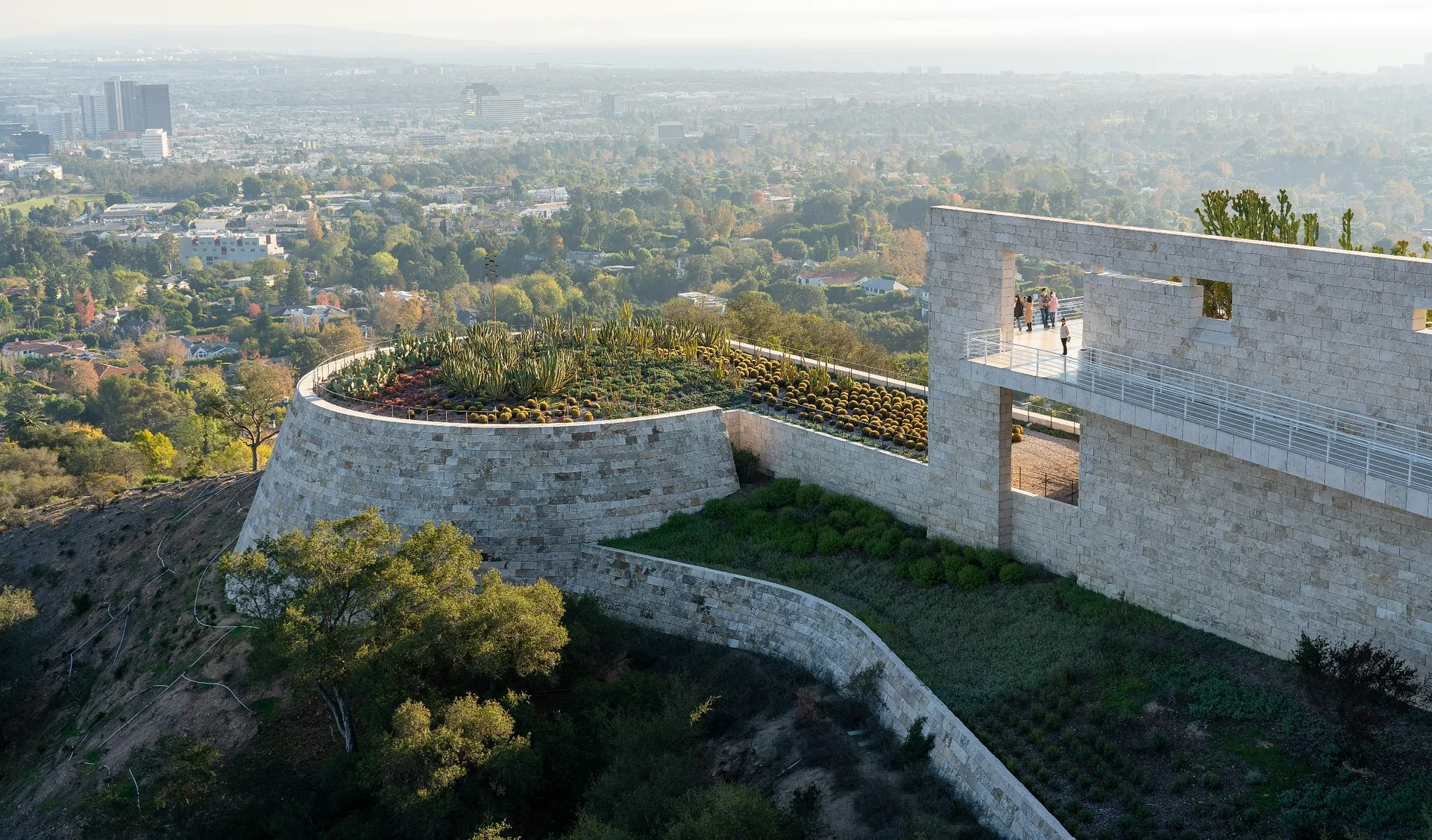 The Getty Center in Los Angeles offers a stunning view of the cityscape with its modern architecture and lush gardens.