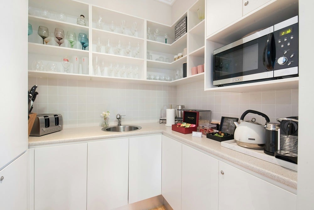Small kitchen with only a microwave