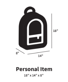 Personal item cheap dimensions frontier