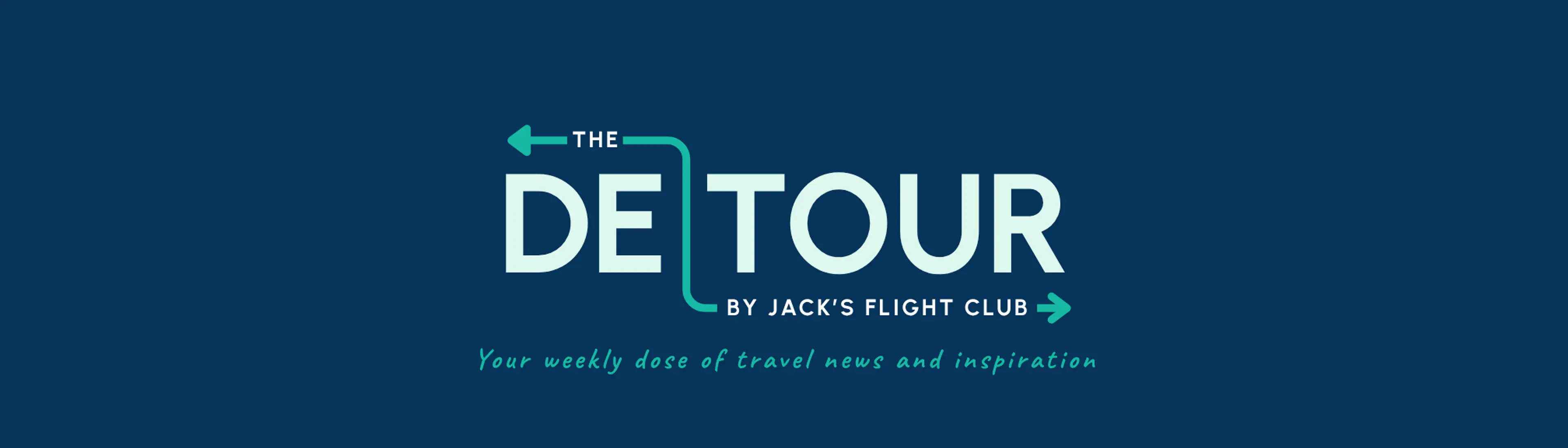 A stylish graphic from Jack's Flight Club advertising "The Detour," a weekly travel news and inspiration feature.