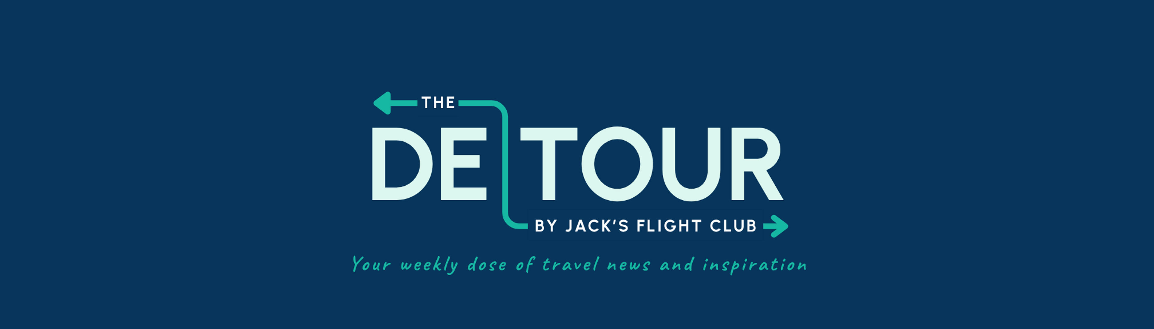 A stylish graphic from Jack's Flight Club advertising "The Detour," a weekly travel news and inspiration feature.